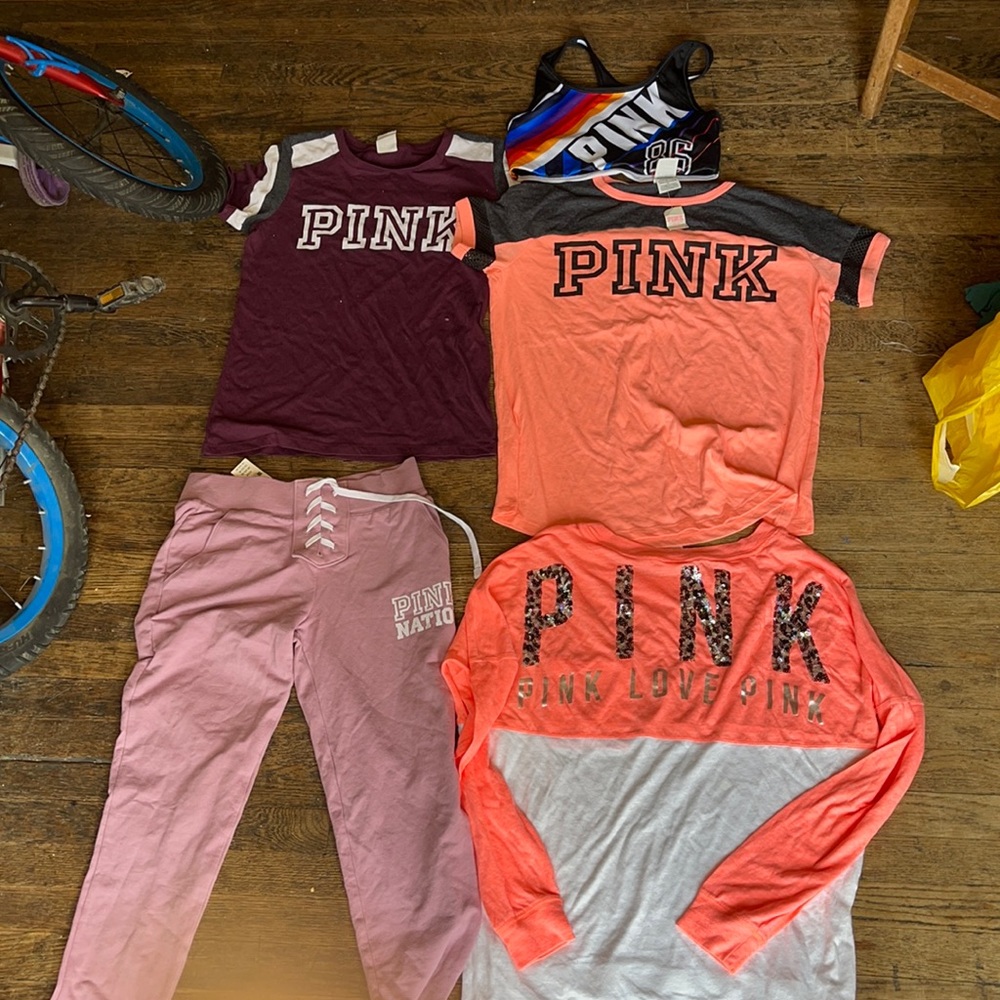 Love pink tops and sport bra with pants